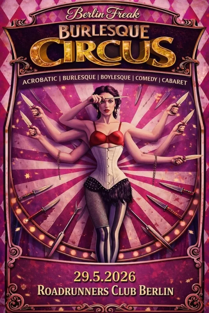 THE LEGENDARY BERLIN FREAK BURLESQUE CIRCUS is back! | Rock’n’Roll & Party at legendary Roadrunner’s Rock’n’Roll Club
